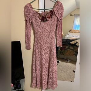 Vintage Victorian dress by Midnight Glo mauve lace small